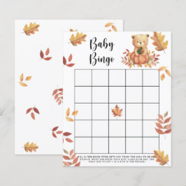 Lámina Calabaza y Oso - Juego de bingo para baby shower
