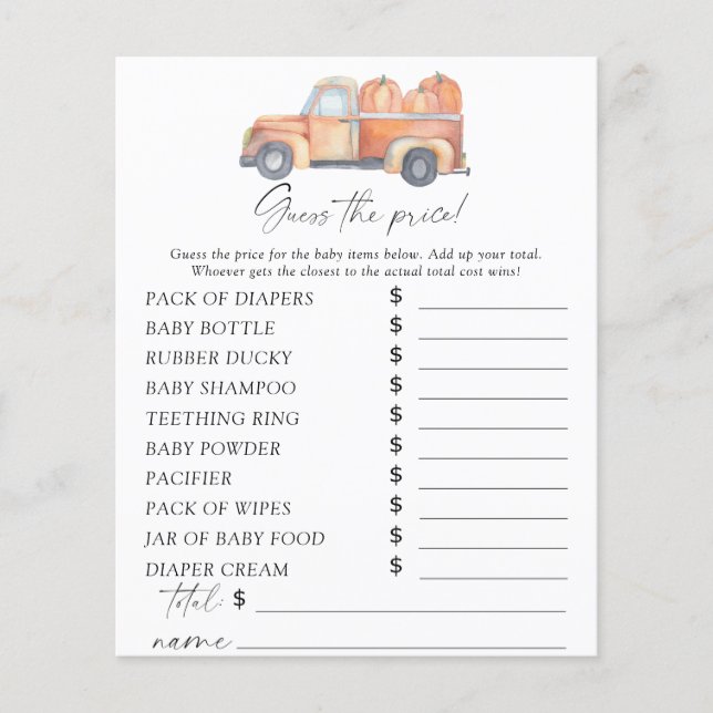 Lámina Calabazas de camiones - Adivinen el juego del prec (Anverso)