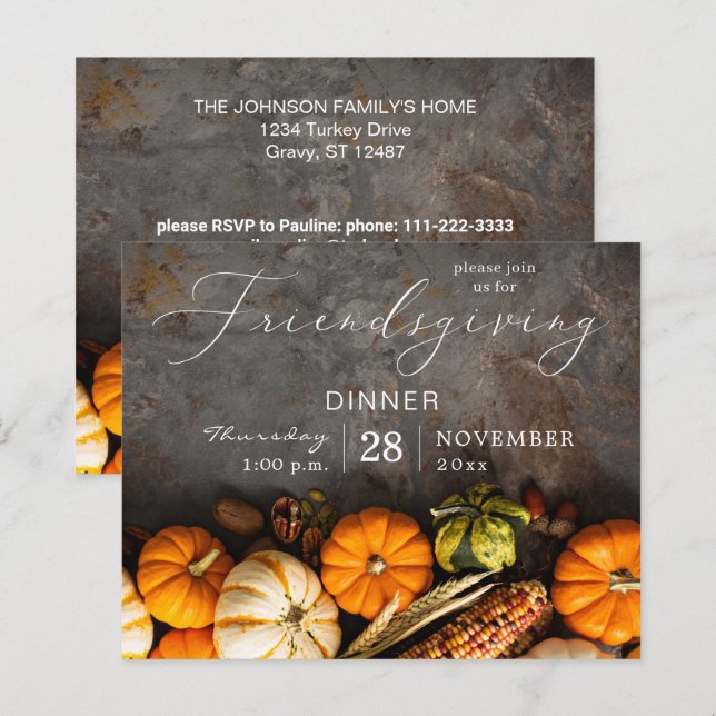 Lámina Calabazas de cena de Día de Acción de Gracias de B (Anverso / Reverso)