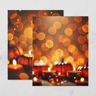 Lámina Calabazas de luz de velas de otoño papel de cuader