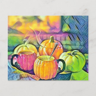 Lámina Calabazas de otoño vintage colores de otoño acuare