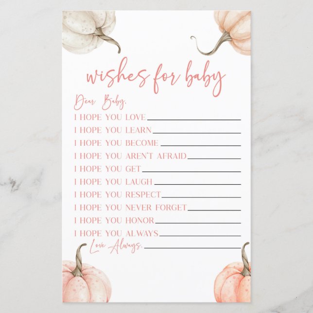 Lámina Calabazas Rosadas Caen Deseos De Un Juego De Baby  (Anverso)