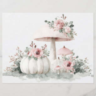 Lámina Calabazas y flores otoñales Papel caprino
