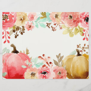 Lámina Calabazas y flores otoñales Papel caprino