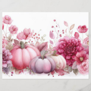 Lámina Calabazas y flores otoñales Papel caprino