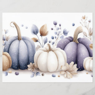 Lámina Calabazas y flores otoñales Papel caprino