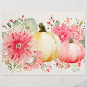 Lámina Calabazas y flores otoñales Papel caprino