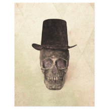 Calavera Con Sombrero Superior Textura Beige Vinta