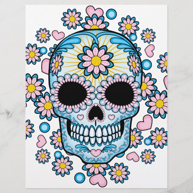 Lámina Calavera de azúcar colorida (Anverso)