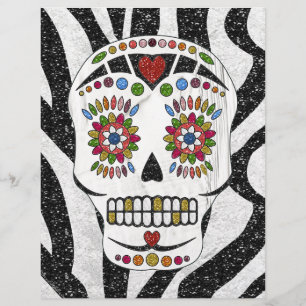 Lámina Calavera de azúcar Rockabilly RAB en estampado de