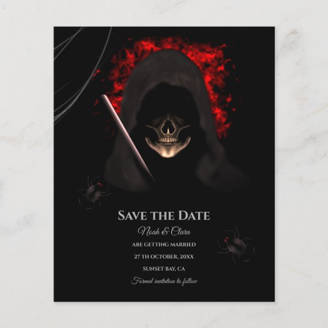 Lámina Calavera del presupuesto Hallowedding gótico oscur (Anverso)