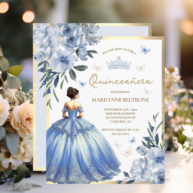 Lámina Caldo floral azul presupuesto mariposa Quinceañera (Subido por el creador)