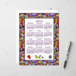 Lámina Calendario 2026 Frutas Arte Marco Fuente de Tela d