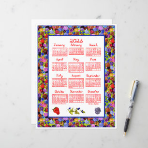 Lámina Calendario 2026 Frutas Arte Marco Fuente de Tela R