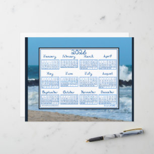 Lámina Calendario 2026 olas del océano rocas de la playa