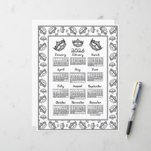 Lámina Calendario 2026 Reina de Corazones Tiara de Plata