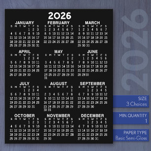 Lámina Calendario - Año completo Papel plano negro básico