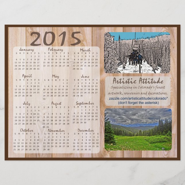 Lámina Calendario anual de promoción de zazzle de Colorad (Anverso)
