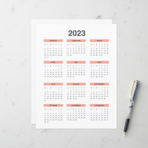 Lámina Calendario completo 2023 a partir del lunes
