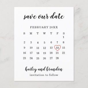 Lámina Calendario Corazón Rojo Presupuesto Boda Guardar l