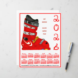 Lámina Calendario de Botas de Esquí Diviértete Esquíando 