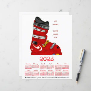 Lámina Calendario de Botas de Esquí Diviértete Esquíando 