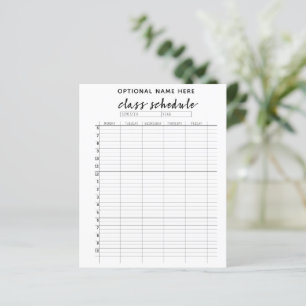 Lámina Calendario de clases para el semestre - blanco y n