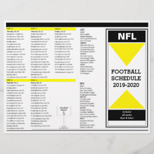 LÁMINA CALENDARIO DE FÚTBOL NFL 2019-2020 - EDITABLE