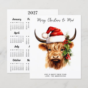 Lámina Calendario de Presupuesto Highland Cow 2027 Feliz