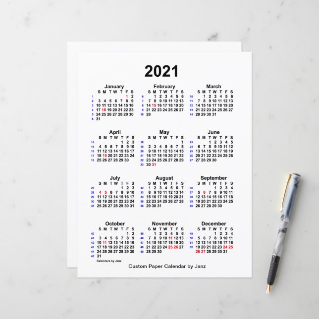 Lámina Calendario de vacaciones para Personalizados 2021  (Anverso/Reverso In Situ)