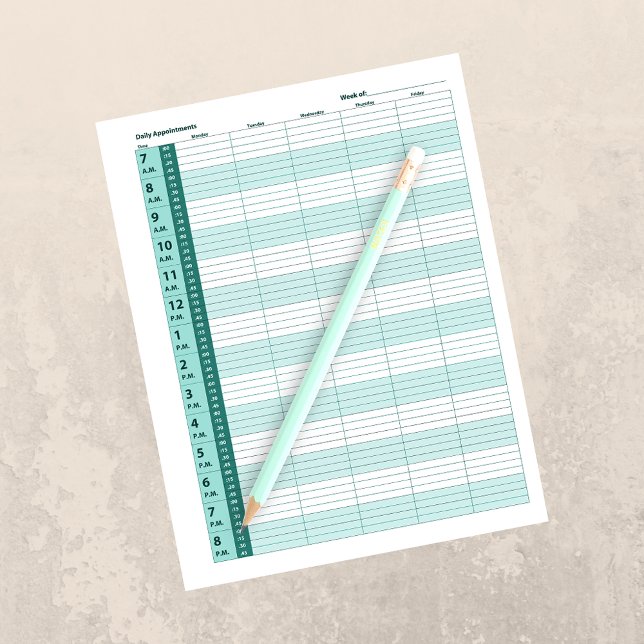 Lámina Calendario diario de citas | Mint Green (Subido por el creador)