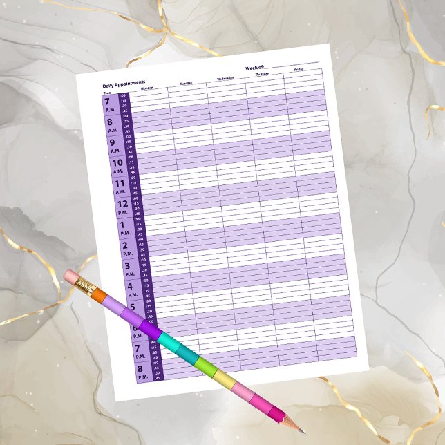 Lámina Calendario diario de citas | Púrpura (Subido por el creador)