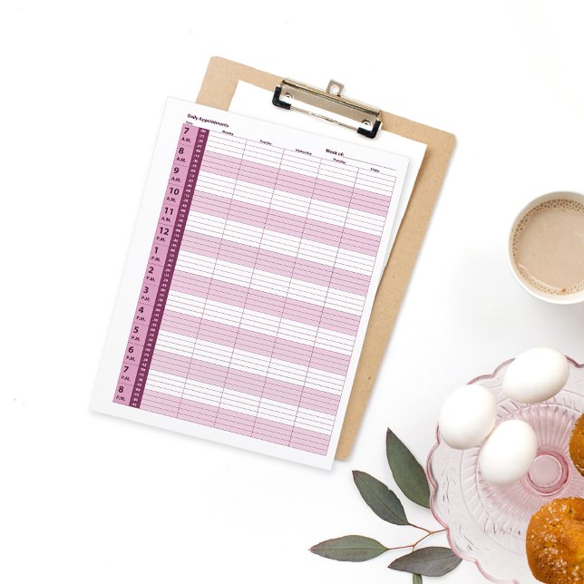 Lámina Calendario diario de citas | Rosa (Subido por el creador)