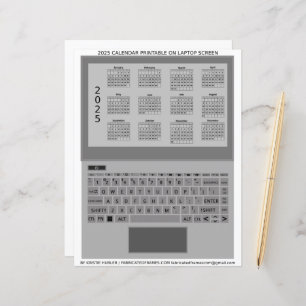 Lámina Calendario en pantalla del teclado Silver Laptop 2