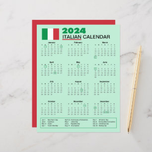 Lámina Calendario italiano de 2024 con vacaciones Calen