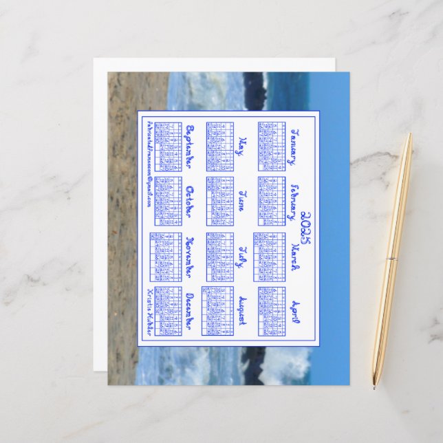 Lámina Calendario Jersey Shore Photo 2025 con fuente de t (Anverso/Reverso In Situ)