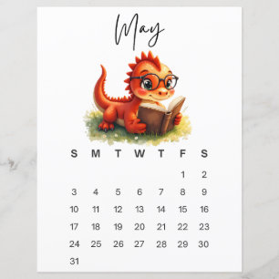 Lámina Calendario Mensual Dulce Fantasía del Dragón Bebé