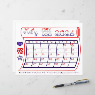 Lámina Calendario Mensual Sesquicentenario USA 250 Julio 