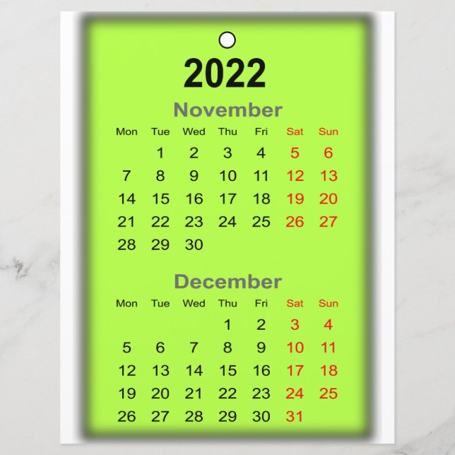 Lámina Calendario Noviembre 2022 Imprimir en.. (Anverso)