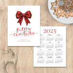 Lámina Calendario Presupuestario Bow Red 2025 Feliz Navid<br><div class="desc">El Purpurina de Faux Rojo presupuesto Bow 2025 Calendario Feliz Navidad. Un precio económico menor de 4, 5 x 5, 6" y semibrillo de 110 libras, similar en grosor a una postal. Hay UNA por hoja. Espuma festiva para sus deseos de vacaciones. Feliz Navidad está en un guión elegante y...</div>