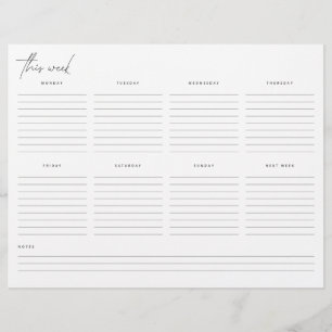 Lámina Calendario sin fecha del planificador semanal