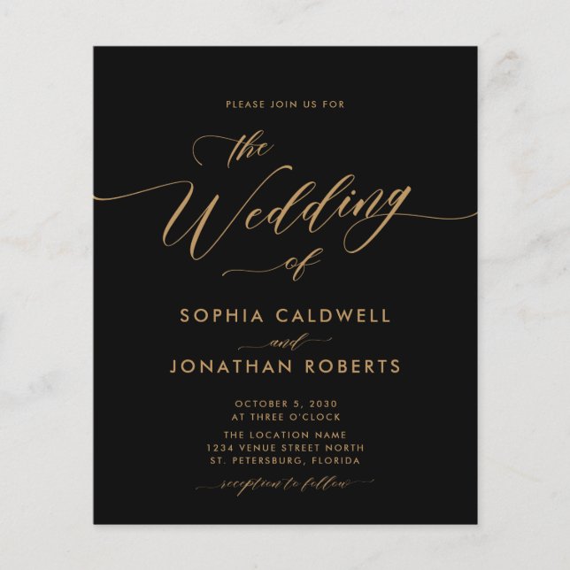 Lámina Caligrafía de oro de presupuesto Invitación a la b (Anverso)