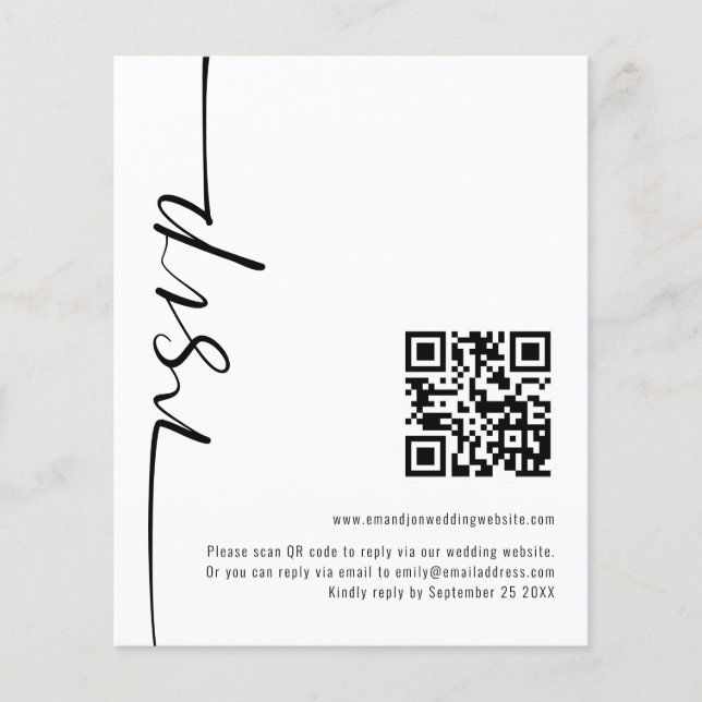 Lámina Caligrafía de presupuesto Código QR Boda RSVP (Anverso)