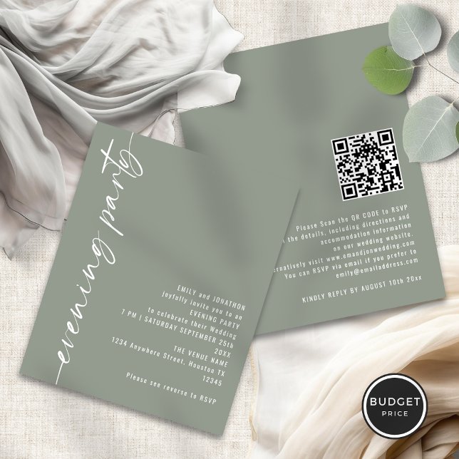 Lámina Caligrafía de presupuesto Fiesta nocturno de Boda  (Front and back view)