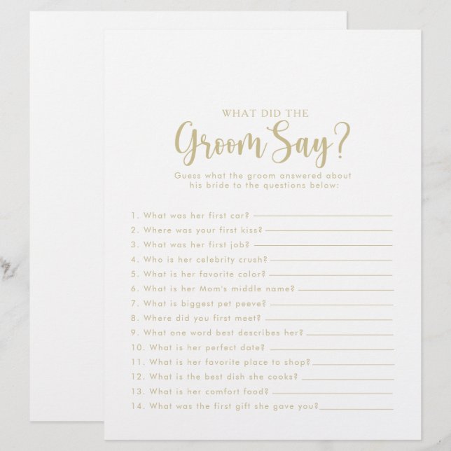 Lámina Caligrafía Ducha de novias ¿Qué dijo el Groom? (Anverso / Reverso)