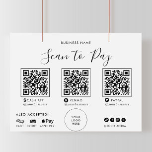 Lámina Caligrafía formal moderna QR Scan para pagar Rótul