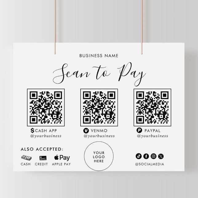Lámina Caligrafía formal moderna QR Scan para pagar Rótul (Subido por el creador)