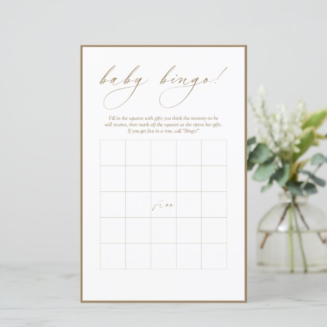 Lámina Caligrafía moderna | Bingo bebé (Anverso de pie)