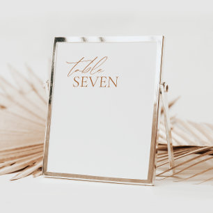 Lámina Caligrafía moderna Elegante número de mesa de boda
