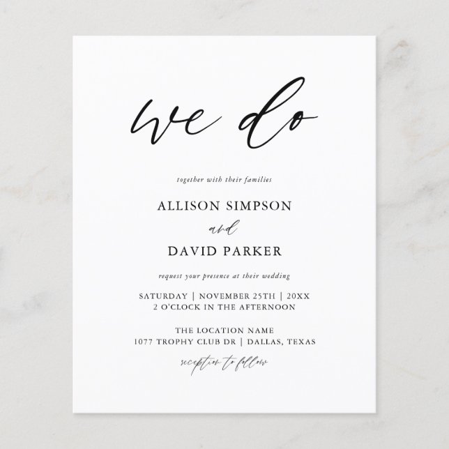 Lámina Caligrafía presupuestaria Hacemos Invitaciones de  (Anverso)